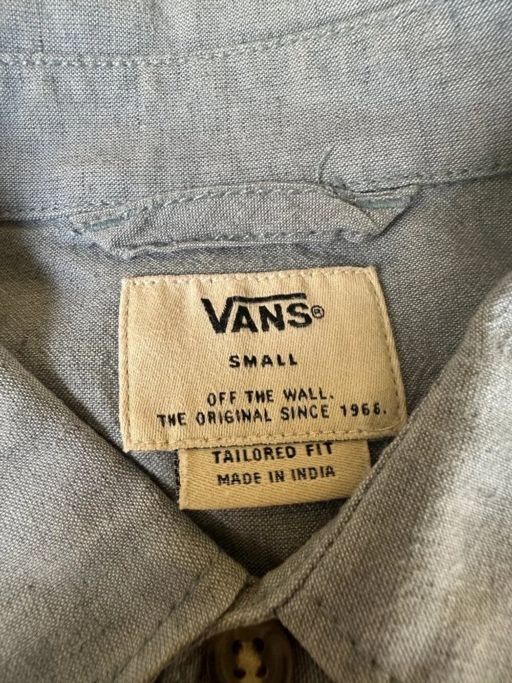 Vans Tailored Fit Men's Blue Stripe Button Front SS Shirt Small Cotton